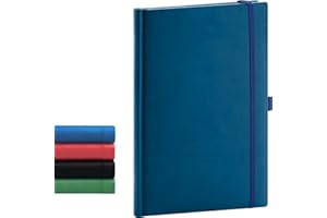 NOTIQUE Taccuino a righe, con copertina rigida, 15 x 21 cm, 192 pagine (blu, a righe)