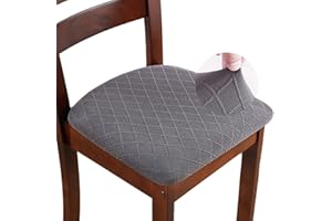 ZHILING Stretch Chair Seat Covers for Dining Room Set of 6, Elastic Dining Chair Seat Protector Cover Removable Washable Chair Slipcovers with Ties