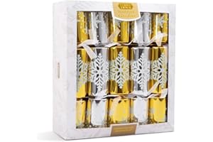 GENERIC Deluxe Christmas Crackers with Unique Designs and Festive Surprises 10 x 14” | Harmless Holiday Party Essentials for Family Gatherings, Fun Presents, and Celebrations (GOLD AND SILVER SNOWFLAKE)