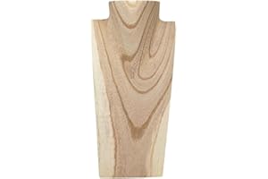 Coco Papaya Buste présentoir a colliers en bois brut 25cm