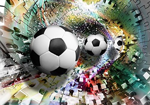 Welt-der-Träume | Photo Wallpaper Wall Mural 130gsm Non-Woven | Footballs in 3D Puzzle Tunnel | V8 (368cm. x 254cm.) | 3381V8-AW | Sport Football Puzzle 3D Colourful Tunnel Soccer