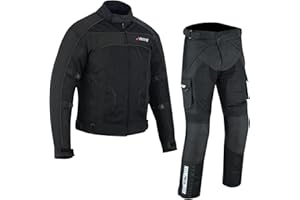 BOSmoto Sommer Motorradjacke + Hose Kombi – 2-Teiler Herren Textil Anzug,Motorrad Textil Jacke Und Hose,Motorrad Textil Kombi,Motorrad Kombi