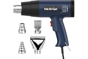 AHDXKUE Heat Gun, 2000W Hot Air Gun Kit 60℃-600℃ Dual Temperature Settings and Overload Protection, Heat Gun for Paint Stripping Heat Gun for DIY and Professional Use of Hot Air Gun (4 Nozzles)