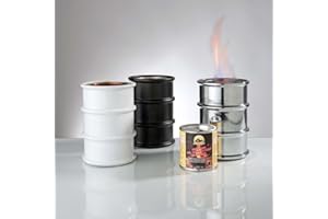 sompex Öllampe Barrel Feuertonne für Brenngel in weiß 3318 kleines Lagerfeuer zum mitnehmen Barrel Tischfeuer Garten Balkon Feuer Tisch Kamin