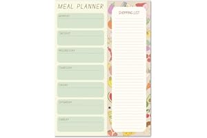 FIRST4MAGNETS Magnetic Weekly Meal Planner and Tear-Off Shopping List for Fridge, 52 Sheets A5 Notepad for Weekly Food and Shopping Planning - Foods