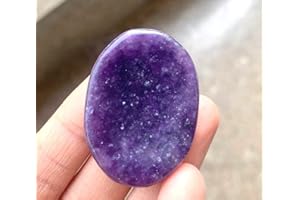 CRYSTALMIRACLE Viola Lepidolite Preoccupazione Pietra del pollice Cristallo Guarigione Benessere Energia Gemma Ansia Potere Reiki Regalo Meditazione Pace per unisex, Porpora, Da 1,25 A 1,5 Pollici Ca