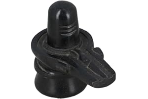 BishtHub Czarny marmur kamień Shivling statuetka Murti rzeźba kult bożki figurka Boga dla Pooja- 6,3 cm