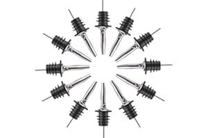 PAFUSEN 12 Stück Edelstahl Flaschenausgießer，Spirituosen-Ausgießer dosierer Weinausgießer für Wein Schnaps Olivenöl Kaffee Sirup Essig Flaschen Kunststoffkorken Öl-Ausgießer，Fit Bottle's Lip 16-21MM