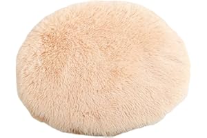 RICHRAIN Plüschkissen für Katzen und Hunde, rund, warme Matte, PP-Baumwolle, weich und bequem, für Wohnzimmer (L 57 cm, beige)