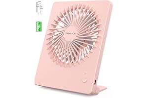 TriPole Tischventilator Leise, 2000mAh Ladefähige USB Ventilatoren Ausführen Bis zu 4-16 Std, 3 Geschwindigkeiten Tragbarer Akkulüfter-30dB, 180°Einstellbar, für Büro, Bibliothek, Reise-Rosa