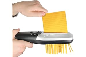 FISHTEC Distruttore di documenti cartacei elettrico - Portatile/Compatto - Sminuzzatrice Trituracarta - Taglio Rapido - Alimentazione: Pile/USB - 26 x 8 CM - Grigio & Nero