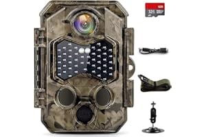 Hapimp 4K 32MP Cámara de Caza, Visión Nocturna Cámara de Caza 45pcs 940nm Leds Infrarrojos Invisible, 120 ° Detector de Movimiento para la observación de la Vida Silvestre con 32GB SD Card