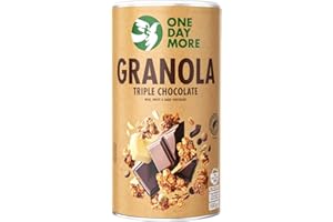 ONEDAYMORE One Day More Granola aux trois chocolats 450 g Petit-déjeuner nutritif pour l’énergie, Croustillant, Douceur naturelle, Parfait pour commencer la journée