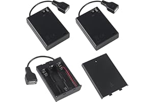 AOICRIE 3pcs 3 AA Battery Holder USB Switch 4.5V USB Female Socket 3x 1.5V AA Battery Case Box Holder On/Off Switch for RC Cars LED Light