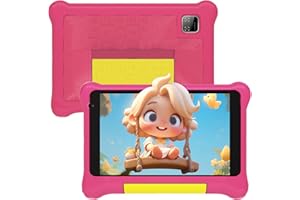 Yicty Tablet Bambini 7 Pollici Android 13 Quad Core 5 GB RAM 32 GB ROM 128 GB Estensione Controllo Parentale Tablets Educativo con Custodia Antiurto (Rosa)