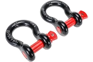 BOOMSTART Manille en Arc Robuste, 4,75 tonnes à vis, Manille en Alliage d'acier de 1,9 cm pour remorquage, Sangle de Levage, camions, camionnettes, Jeeps, véhicules Tout-Terrain, Rouge et Noir