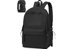 FIORETTO Backpack Womens School Bag Girls Boys, Lightweight Water-Resistant Fits 15.6” Laptop Large Capacity Rucksack with Rain Cover, Ideal for School College Commuting Travel Black