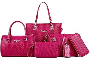 AlwaySky Women Handbags Set 6 Pcs PU Leather Top Handle Purse Shoulder Crossbody Bag Sets