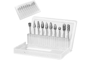 EUZUXU 10 Pièces Jeu de Fraises en Carbure de Tungstène, Fraises Rotatives pour Outils électriques, Double Coupe Tige 3mm Tête 6mm, pour la Découpe du Bois, le Perçage, la Gravure