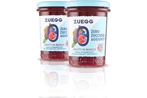 Zuegg, Composta Zero Zuccheri Aggiunti Frutti di Bosco, 60% di Frutta, Solo 10 Calorie per Porzione - Senza Glutine, Senza Conservanti ed Edulcoranti Artificiali, Prodotto Vegano (2 x 220 grammi)