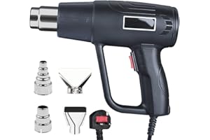 TIMIYOU Heat Gun, 2000W Hot Air Gun 60°C-600°C Temperature Adjustment with 2 Wind Speed, 4 Nozzles for Crafts, Heat Gun for Paint Stripping, Shrinking PVC
