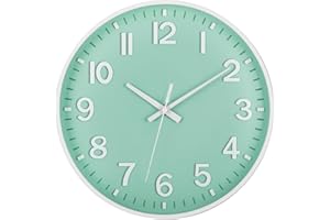 VINILITE Wall Clocks for Living Room Modern Style Kitchen Clock Non-Ticking Silent Quartz Decorative Clocks for Bedroom, 3D Number Display