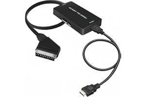 VIXLW Convertisseur Péritel vers HDMI avec Commutateur 720p/1080p - Adaptateur pour Moniteur TV, Projecteur, Lecteur DVD, VHS, STB, Xbox