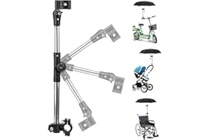 PEIDOG Umbrella Mount Holder, 180° Adjustable Umbrella Stretch Mount Stand Holder for Bicycle/Baby Cart/Wheelchair/Walker/Stroller/Chair for Golf Cart