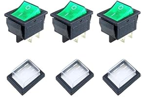 JINXIAN JINXM 3Pcs Interrupteur à Bascule Interrupteur à Bascule lumière Vert ON/OFF Avec Couvercle étanche Largement Utilisé Dans Divers Types D'appareils électriques