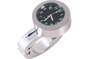 1st Silver Motorcykel Vattentätt Styre Glow Mount Klocka Universal