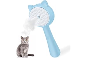 Cat Steam Brush with Handle, 3 In 1 Steam Cat Brush, Silicone Massage Steamy Pet Grooming Brush for Shedding, Pet Hair Cleaning Mist Comb for Cats Dogs by ZITSMS(Blue)