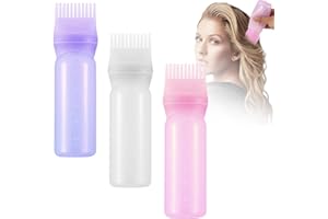 LJAPPLIED 3 Pcs Root Comb Applicator Bottle, Hair Dye Brush Bottle, Hair Oil Applicator Bottles, 60 ML Hair Dyeing Bottle Brush Comb with Graduated Scale, for Hair Root Comb Coloring