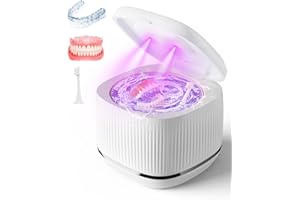 KALAHOL Ultrasonic Retainer Cleaner, 48kHz Retainer Cleaner Machine, Easy to Use, Ultrasonic Cleaner for Dentures, Jewelry, Braces, Toothbrush Heads, Aligner, Mouthguard