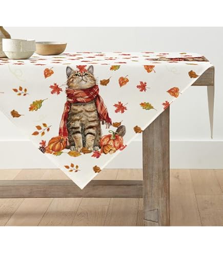 Bnejvif Herbst-Tischdecke Mit Kürbismotiv – Schmutzabweisend, Knitterfrei, 152x213 Cm (Polyester)