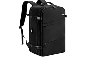 HOMIEE Sac à Dos de Voyage Extra Large, Sac à Dos Cabine Imperméable pour Ordinateur Portable, Sac a Dos Voyage Avion Antivol avec Port de Charge USB, Sac a Dos Bagage à Main, Noir