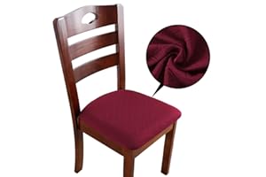 ZHILING Stretch Chair Seat Covers for Dining Room Set of 4, Elastic Dining Chair Seat Protector Cover Removable Washable Chair Slipcovers with Ties