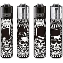 Clipper Feuerzeug 4er Set Weed Statements #6 + Sticker High Zombie – Wiederaufladbar