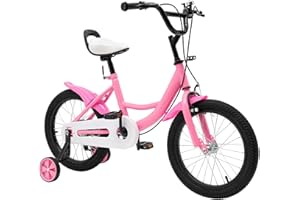 HauTour Bicicleta para niños de 14, 16, 18, 20", bicicleta infantil de acero rico en carbono con volante y sillín de altura ajustable, para niños de 3 a 9 años