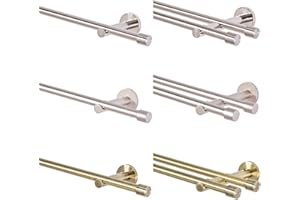 MDEKOR Gardinenstange 2 läufig 140 cm lang Silber Matt Gardinenstangenset aus Metall Vorhangstange doppelläufig Gardinenstangen Wandbefestigung