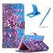 Produktbild iPhone 6S Plus Hülle Ledertasche Schutztasche Case,iPhone 6 Plus Bookstyle Magnet PU Leder Handytasche Hülle,Herzzer Mode Prämie [Blätter Baum Muster] Weich Innere Mit Standfunktion Kartenfach Leder Schutzhülle Tasche Brieftasche Handyhülle Schutz Schale Hüllen Wallet Case Cover für iPhone 6 Plus/6S Plus 5.5 inch + 1 x Frei Blau Handy Halterung Ständer + 1 x Blau Touch Pen Stift Stylus