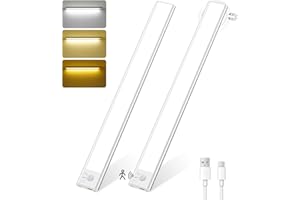 HighLuc Lampe de Placard, 40cm Reglette LED Cuisine Detecteur de Mouvement, Rechargeable USB-C Sans Fil Éclairage LED, 3 Couleurs Dimmable Luminaires Intérieur pour Armoire Escalier Couloir