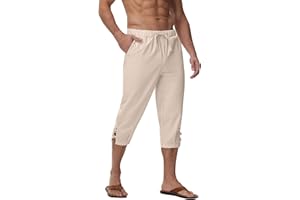 YAOHUOLE Shorts Et Bermudas Homme Pantacourt Lin Homme Short Long en Lin Homme