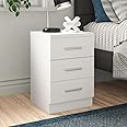 UNITEK FURNITURE Wooden 3 Drawer Storage, Side Table, Night Stand Solid Wood Table (Finish Color - White 3 D)