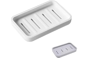 Senshuomy Soap Box, Soap Dish, Soap Dishes for Bathroom, Plastic Draining Soap Dishes, Plastic Draining Soap Dishes, Keep Soap Dry, for Shower Bathroom Kitchen Easy Cleaning (White)