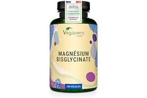 Magnesium Bisglycinate 300 mg | 180 Gélules | Dosage Elevé + Haute Biodisponibilité | Anti Fatigue + Stress + Sommeil | Vegan & Sans Additifs | Vegavero®