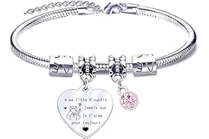 QTQTLP Cadeau Fille Bracelets Femme Cadeau D'anniversaire Fille Enfant Je T'aime Ma Fille Cadeau Fille à Ma Fille Bracelet Femme Idee Cadeau Ado Fille Pendentif Bracelets