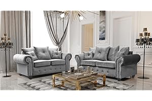 HHI Huge Sale | Dark Grey Plush Fabric sofas 3 and 2 seater Sofa sets For Living Room