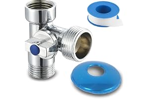 PipeSan – 3-vägs vinkelventil M1/2 – F1/2 – M3/4 i massivt CW617N mässing med kromfinish – samtidigt vattenflöde (ingen omkoppling) – för tvättmaskin, diskmaskin eller blandare – 10 bar / 120 °C
