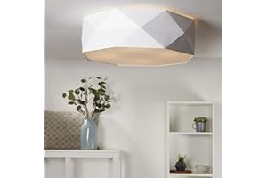 ‎FAMLIGHTS famlights Deckenleuchte Wohnzimmer - Deckenleuchte Schlafzimmer mit Schirm aus Stoff rund - E27 Fassung - Deckenlampe Wohnzimmer groß - rund