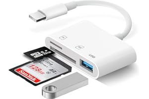 VONXITE Lector de Tarjetas SD para iPhone iPad, 3 in 1 Lector de Tarjetas SD para Micro SD/SD/TF/USB, Adaptador Tarjetas para iPhone, Adaptador de Tarjeta de Memoria Cámara, SD Card Reader para iPhone iPad